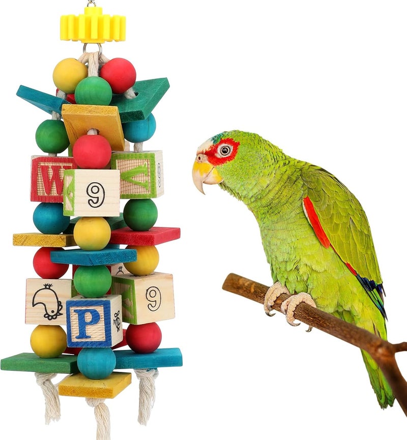 Rypet Wood Bird Chewing Toy for Cage, Wooden Birds Cage Toys for Helping Trim Beak, Parrot Toys for African Grey Parrots Cockatoos Amazon Parrot and Other Small to Medium Parrots - Image 1